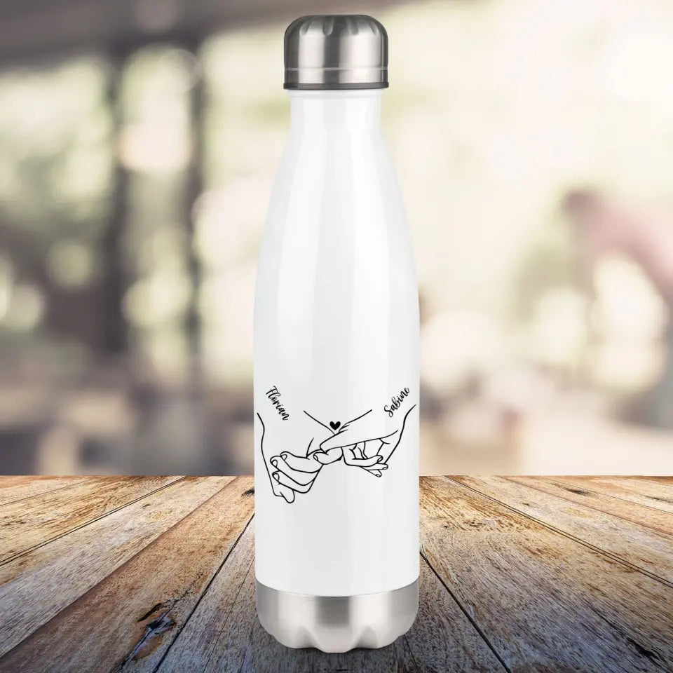 Thermosflasche, weiß 500ml - Love - Hände mit Herz