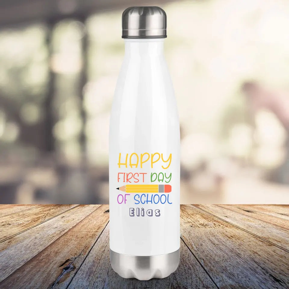 Thermosflasche, weiß 500ml - Schulanfang - Happy first day of school 1