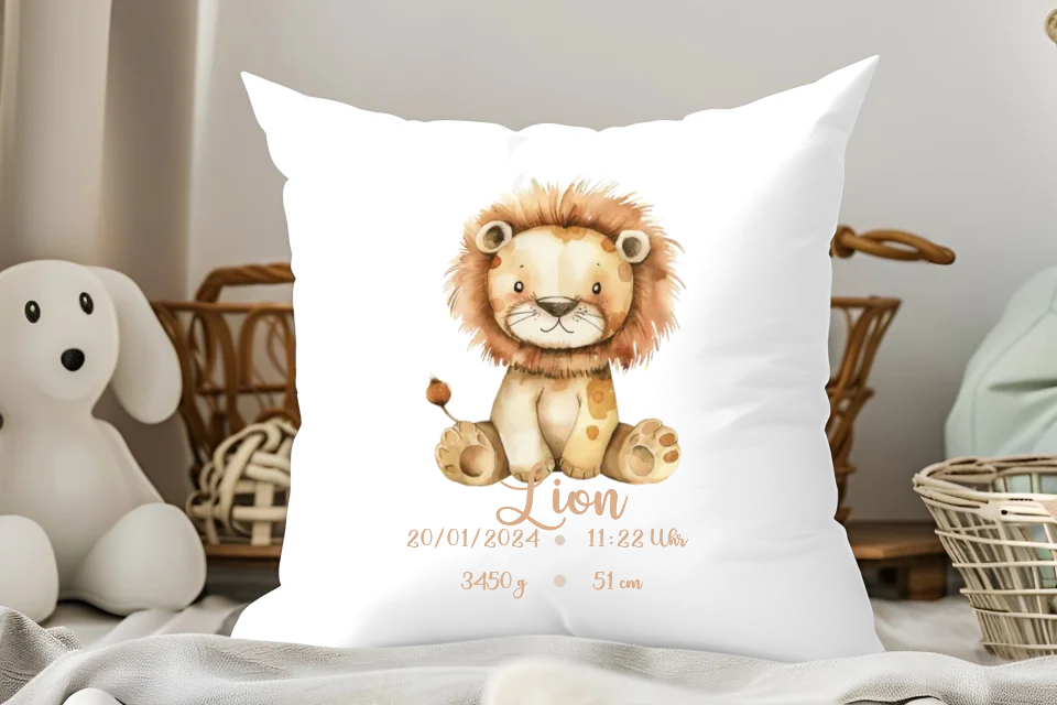 Kissen flauschig - Baby - Geburtskissen - Tiere aquarell