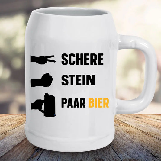 Bierkrug - Schere Stein Paar Bier