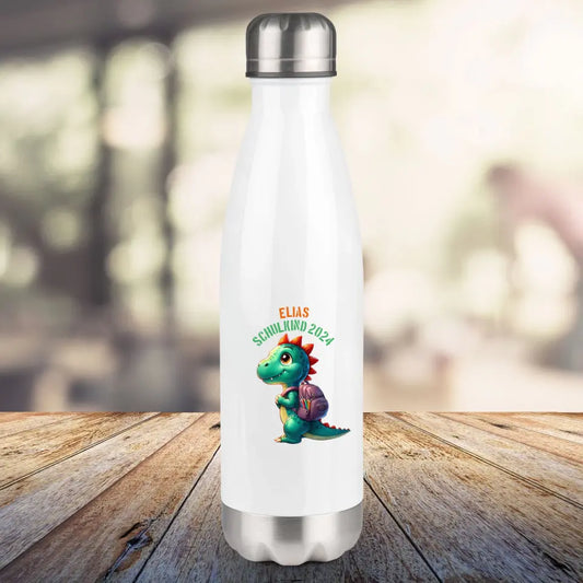 Thermosflasche, weiß 500ml - Schulanfang - Dino