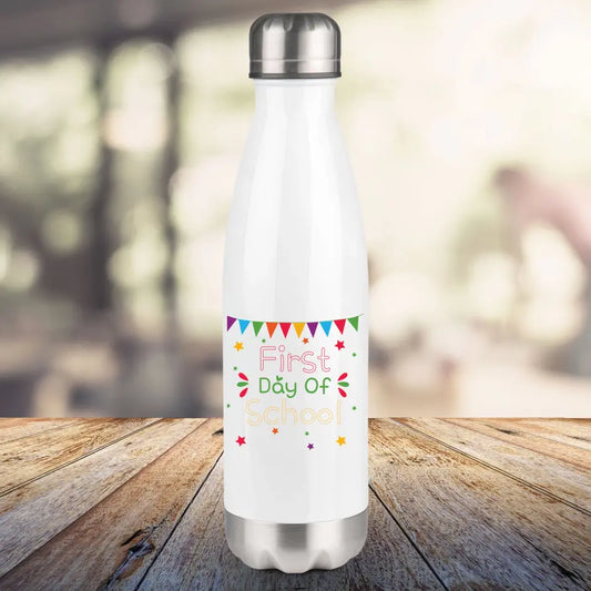 Thermosflasche, weiß 500ml - Schulanfang - Happy first day of school 1