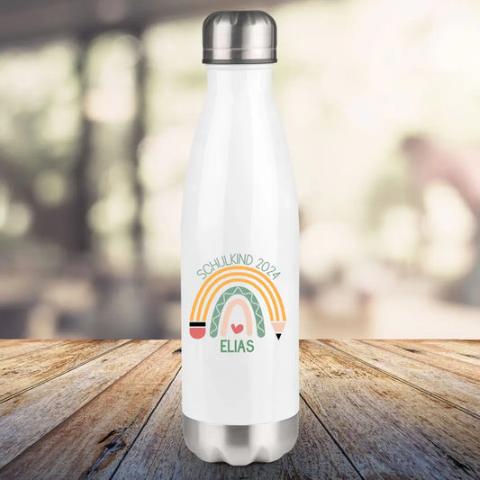 Thermosflasche, weiß 500ml - Schulanfang - Regenbogen - 2