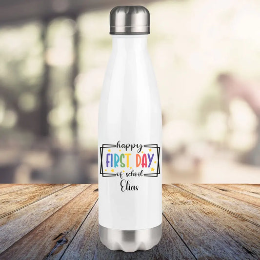 Thermosflasche, weiß 500ml - Schulanfang - Happy first day of school