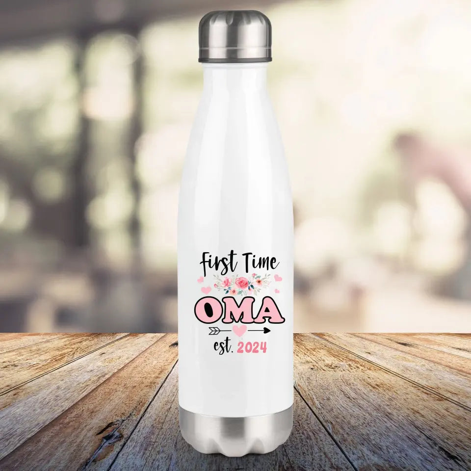 Thermosflasche, weiß 500ml - First time Oma