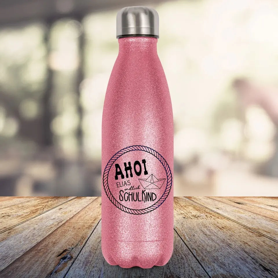 Glitzerthermosflasche - Ahoi Schulkind