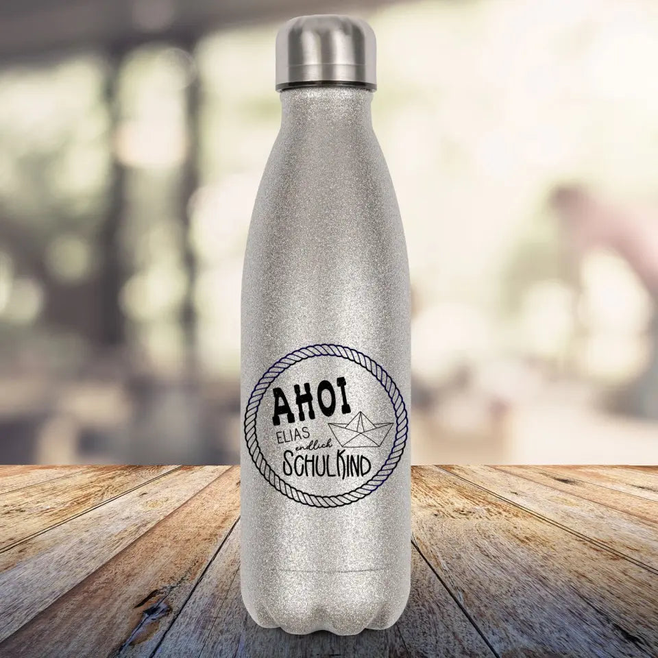 Glitzerthermosflasche - Ahoi Schulkind