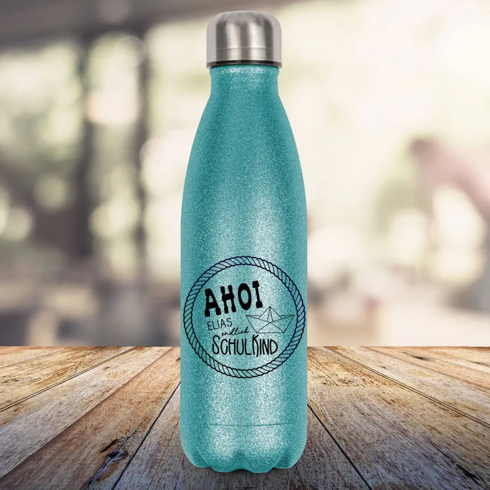 Glitzerthermosflasche - Ahoi Schulkind