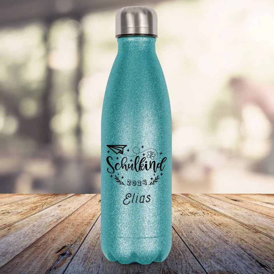 Glitzerthermosflasche - Schulanfang - Papierflieger