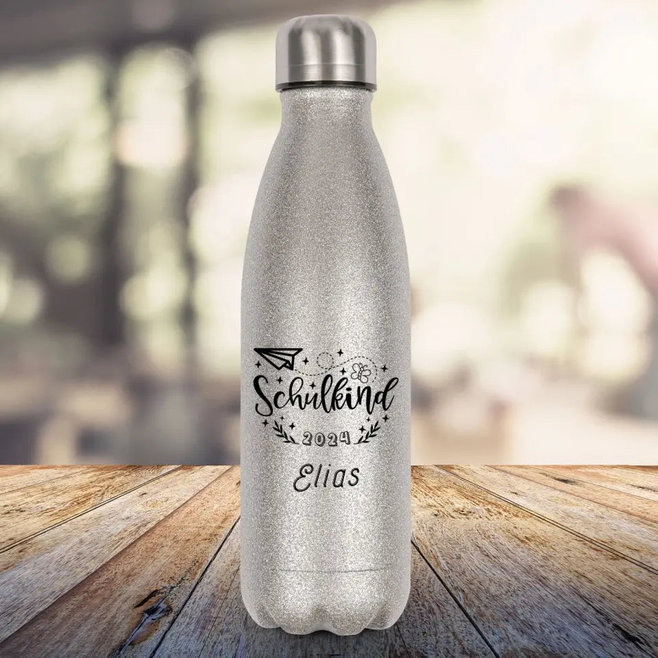 Glitzerthermosflasche - Schulanfang - Papierflieger