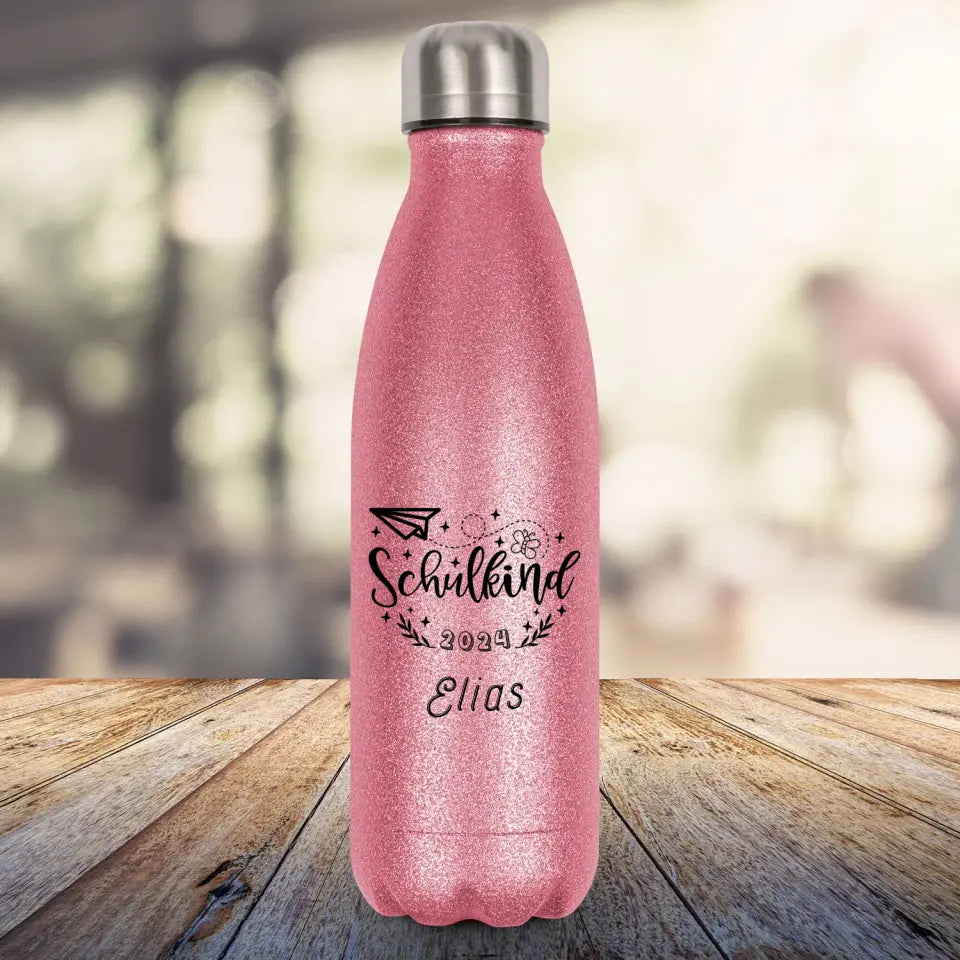 Glitzerthermosflasche - Schulanfang - Papierflieger