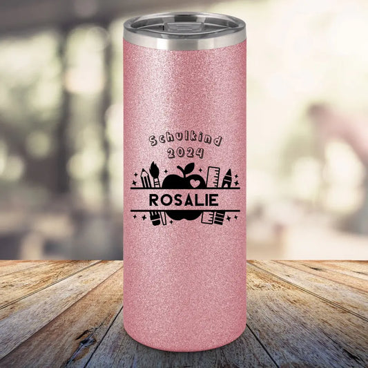 Glitzertumbler - Schulkind - Apfel